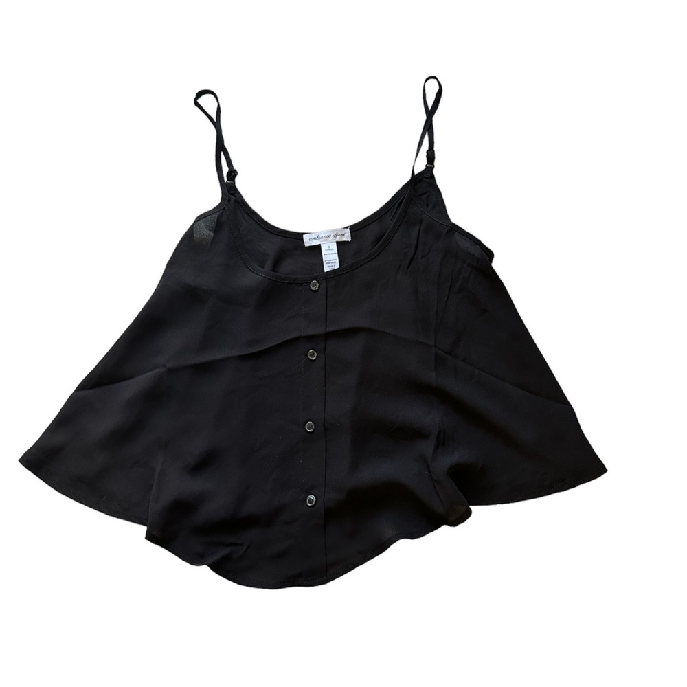 Black flowy button tank top